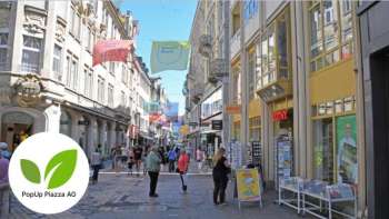 PopUp Piazza mit Spielstationen in der Innenstadt St.Gallen